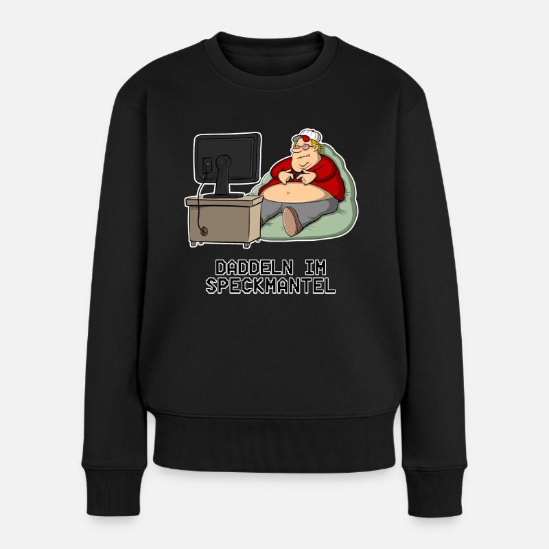 Daddeln im Speckmantel - Frauen Premium Bio Pullover - Schwarz