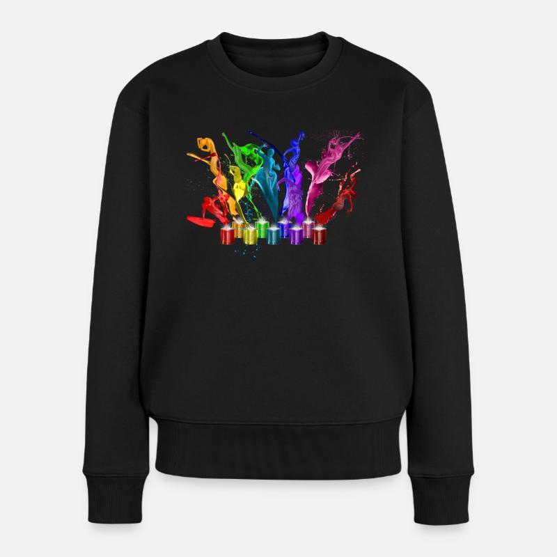 Dance of paints - 9 colors - Frauen Premium Bio Pullover - Schwarz