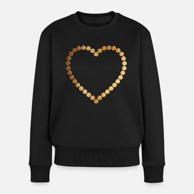 Goldenes Herz - Frauen Premium Bio Pullover - Schwarz