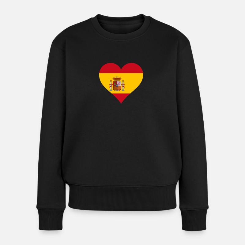 Spanien spanisch Flagge Fahne Herz - Frauen Premium Bio Pullover - Schwarz