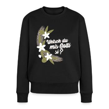 Wetsch du mis Gotti fragen Patentante fragen - Frauen Premium Bio Pullover - Schwarz - Vorne - Julia (174cm)