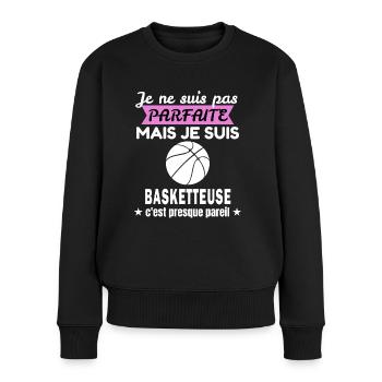 je ne suis pas parfaite basketteuse humour - Pull Premium bio Femme - noir - Devant - Julia (174cm)