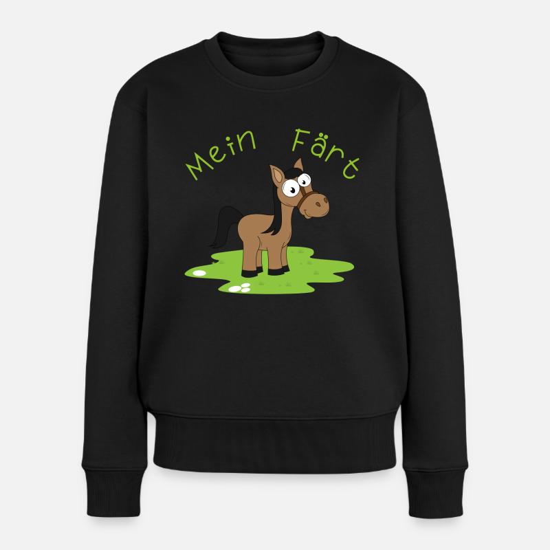 Mein Färt Pferd witziges Lustiges mit Pferden - Frauen Premium Bio Pullover - Schwarz