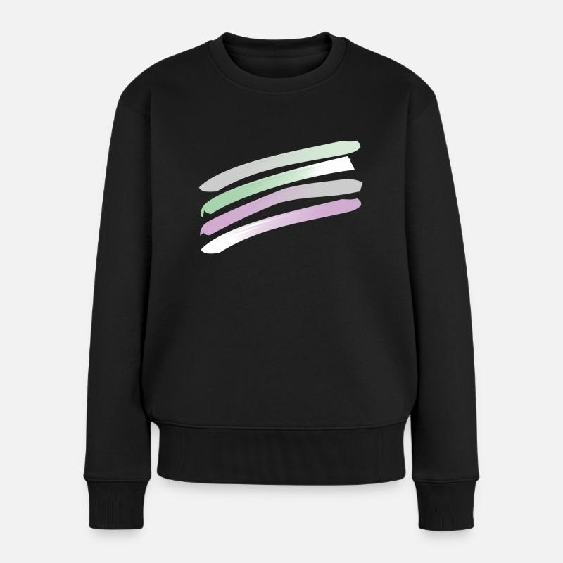 Streifen in Pastellfarben - Frauen Premium Bio Pullover - Schwarz