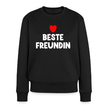 Beste Freundin Herz - Frauen Premium Bio Pullover - Schwarz - Vorne - Julia (174cm)