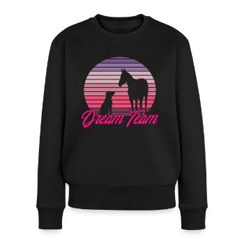 Dream Team Hund & Pferd - Frauen Premium Bio Pullover - Schwarz - Vorne - Julia (174cm)