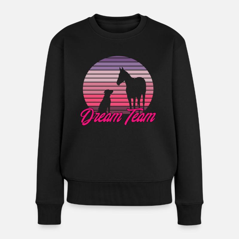 Dream Team Chien & Cheval - Pull Premium bio Femme - noir