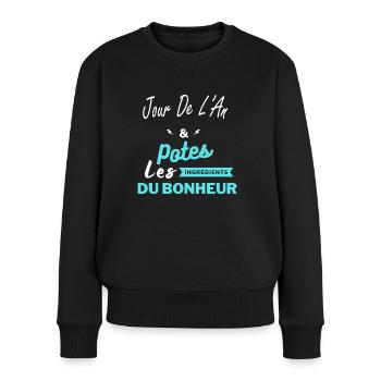 potes les ingrédients du bonheur Jour De L'An - Pull Premium bio Femme - noir - Devant - Julia (174cm)