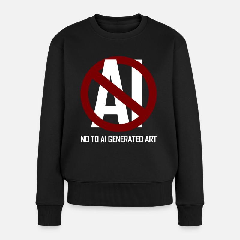 Sag nein zu A.I. generierter Kunst - Frauen Premium Bio Pullover - Schwarz