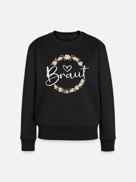 Braut Blumenkranz - Frauen Premium Bio Pullover - Schwarz