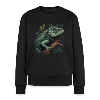 iguana branch reptiles green iguana - Women's Premium Organic Jumper - black - Front - Julia (174cm)