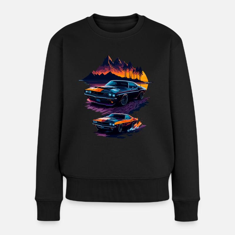 Klassischer Sportwagen - Frauen Premium Bio Pullover - Schwarz
