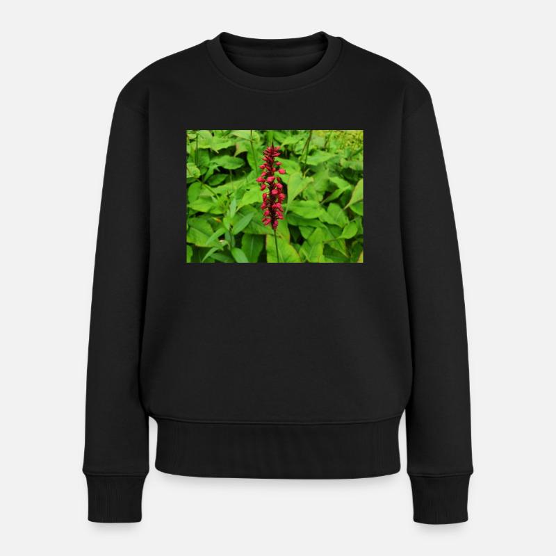 Gebirgsvlies Persicaria amplexicaulis - Frauen Premium Bio Pullover - Schwarz