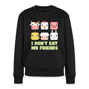 Pig Fish Bunny Friends Design pour les végétaliens - Pull Premium bio Femme - noir - Devant - Julia (174cm)