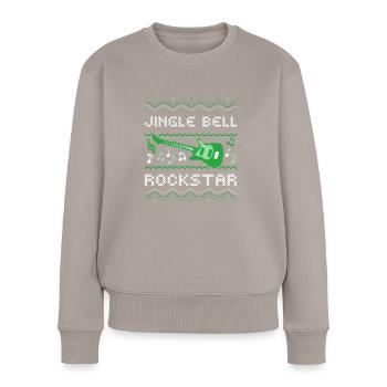 HÄSSLICHER WEIHNACHTSPULLOVER, JINGLE BELL - Frauen Premium Bio Pullover - Taupe - Vorne - Julia (174cm)