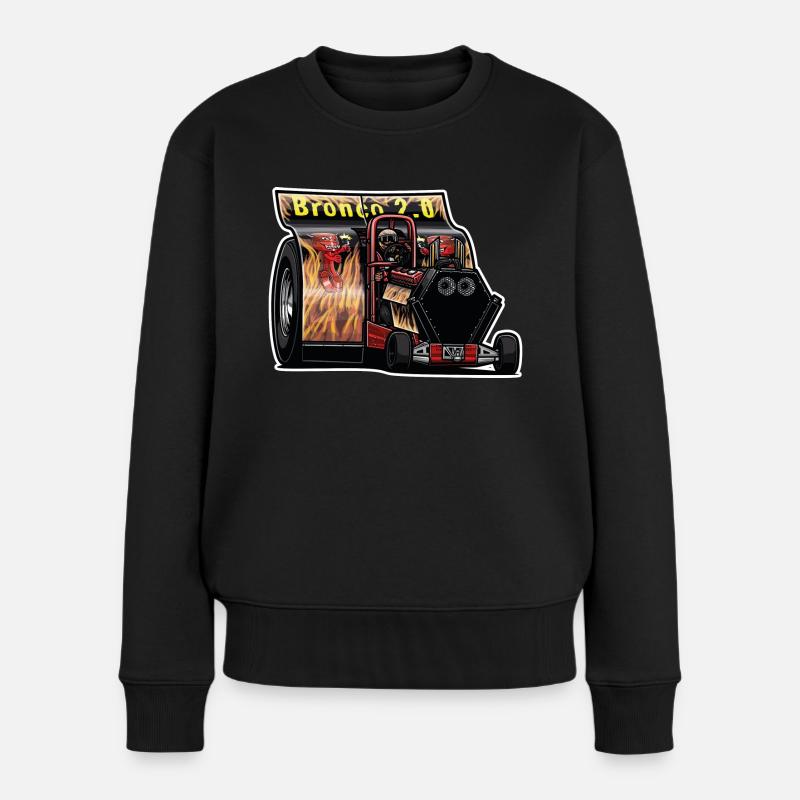 Tractor Pulling // Illustration - Frauen Premium Bio Pullover - Schwarz