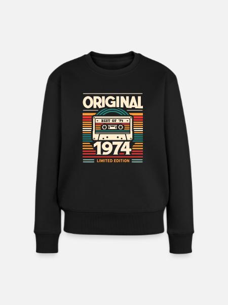 Original 1974 Jahrgang Vintage Geburtstag Retro - Frauen Premium Bio Pullover - Schwarz