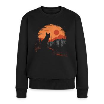 Fuchs Kopf Wald Tier Natur Bäume Baby Fuchs - Frauen Premium Bio Pullover - Schwarz - Vorne - Julia (174cm)