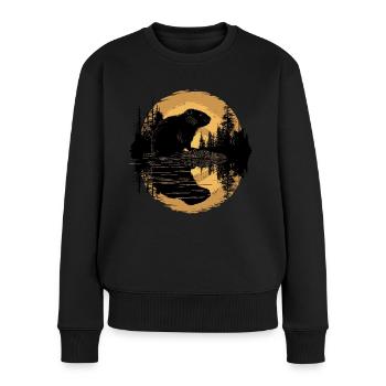 Beaver Forest Animal Nature Trees - Women's Premium Organic Jumper - black - Front - Julia (174cm)