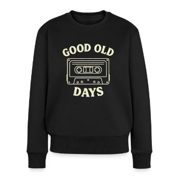 Cassette rétro – 80s 90s Idée cadeau Musique - Pull Premium bio Femme - noir - Devant - Julia (174cm)