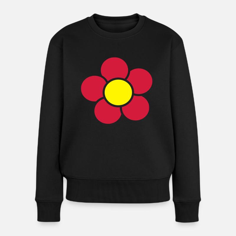 Blume - Frauen Premium Bio Pullover - Schwarz