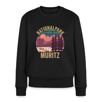 Nationalpark Müritz Vintage Wandern - Frauen Premium Bio Pullover - Schwarz - Vorne - Julia (174cm)