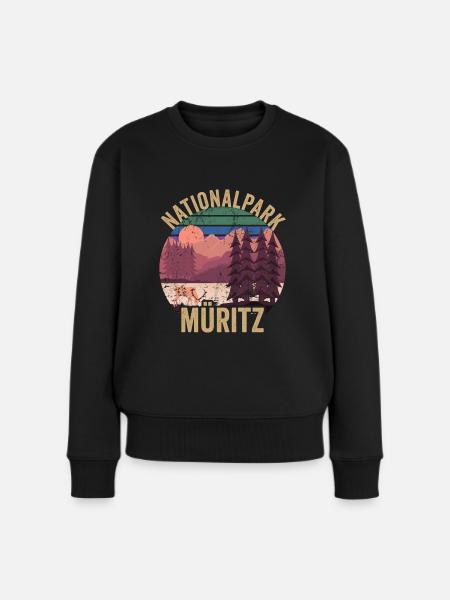 Nationalpark Müritz Vintage Wandern - Frauen Premium Bio Pullover - Schwarz