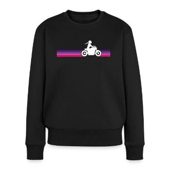 Motorradfahrerin Frau Chopper Bikerin Biker Girl - Frauen Premium Bio Pullover - Schwarz - Vorne - Julia (174cm)