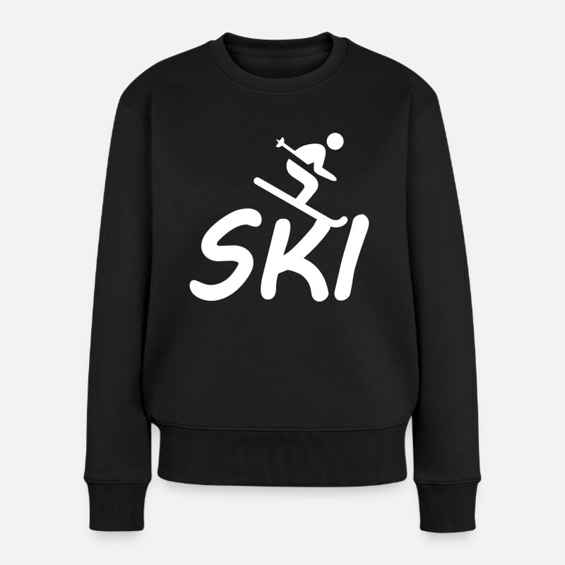 Ski Skiing Après-Ski - Frauen Premium Bio Pullover - Schwarz