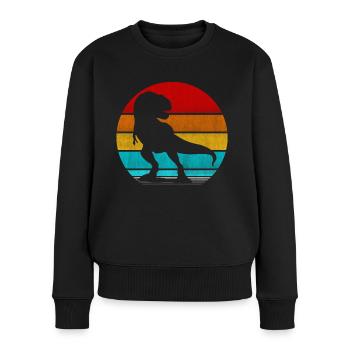 Retro Vinatge Dinosaurier - Frauen Premium Bio Pullover - Schwarz - Vorne - Julia (174cm)