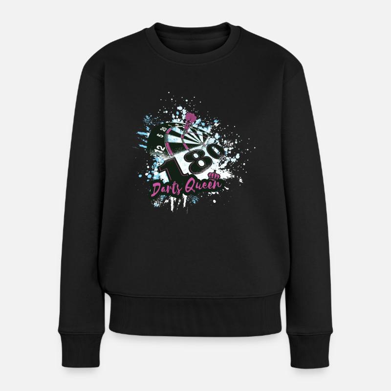 Darts Queen Damen Hobby Geschenkidee - Frauen Premium Bio Pullover - Schwarz