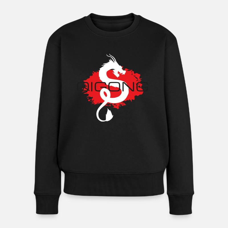 qigong dragon weiss - Frauen Premium Bio Pullover - Schwarz
