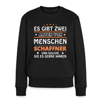Schaffner Geschenk - zwei Arten von... Design - Frauen Premium Bio Pullover - Schwarz - Vorne - Julia (174cm)