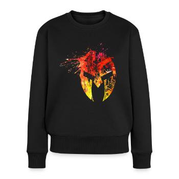 Spartaner Helm bunt - Frauen Premium Bio Pullover - Schwarz - Vorne - Julia (174cm)