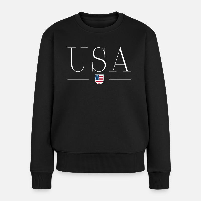 Ich liebe USA - Frauen Premium Bio Pullover - Schwarz