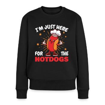 I'm Just Here For The Hot Dogs Lustiges Hot Dog - Frauen Premium Bio Pullover - Schwarz - Vorne - Julia (174cm)