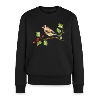 Bunter Vogel - Frauen Premium Bio Pullover - Schwarz - Vorne - Julia (174cm)