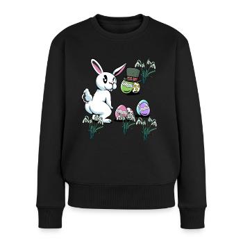 Schlappohr Kind Ostern Eier Hut Nager Kaninchen - Frauen Premium Bio Pullover - Schwarz - Vorne - Julia (174cm)