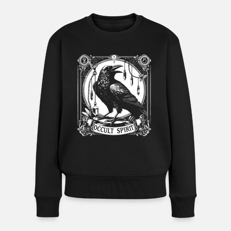 Okkulter Geist Rabe Pendel 2 - Frauen Premium Bio Pullover - Schwarz
