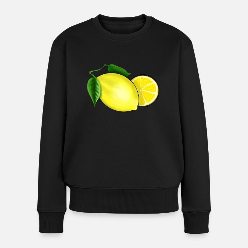 Citron frais avec feuille - Pull Premium bio Femme - noir