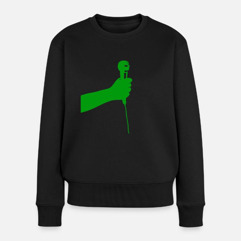 Mikrofon (grün) - Frauen Premium Bio Pullover - Schwarz