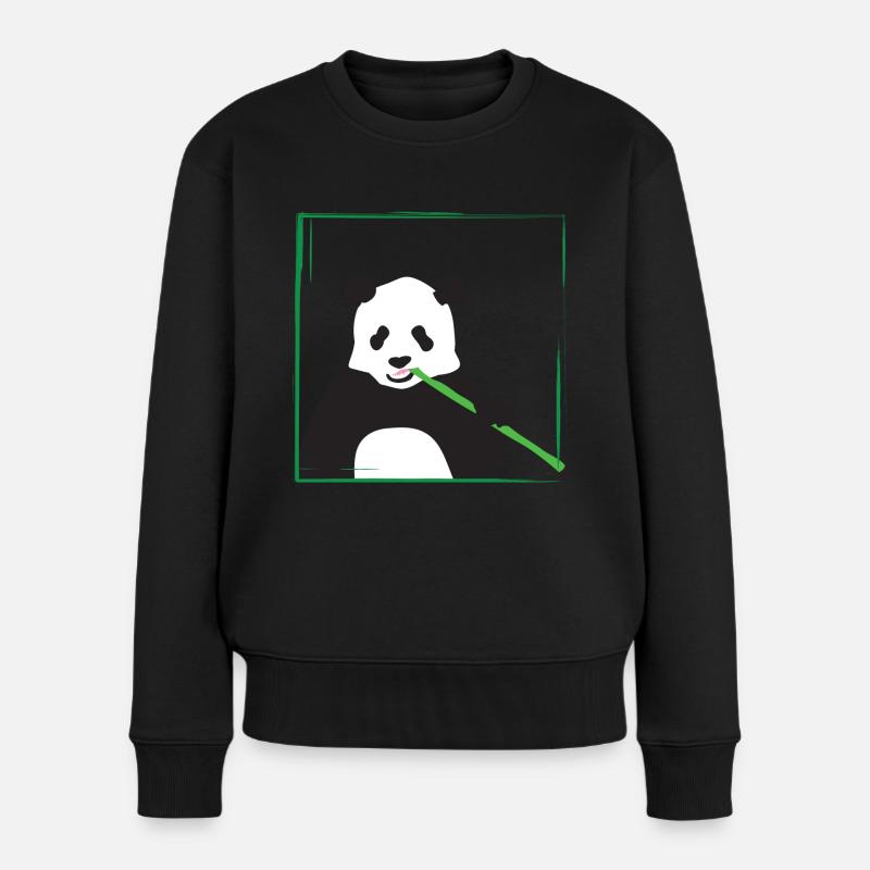 panda - Frauen Premium Bio Pullover - Schwarz