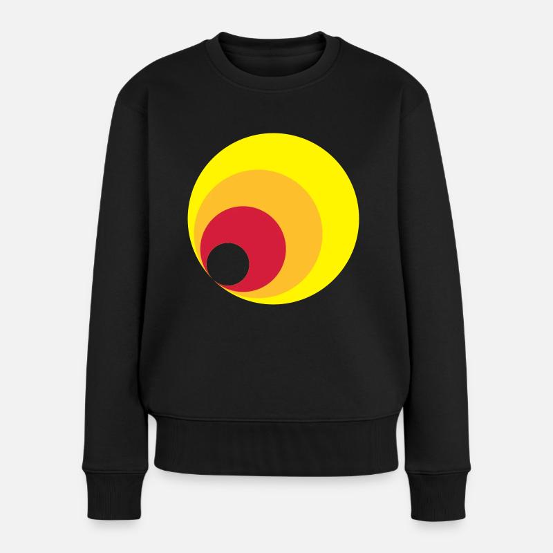 Retro Kreise - Frauen Premium Bio Pullover - Schwarz