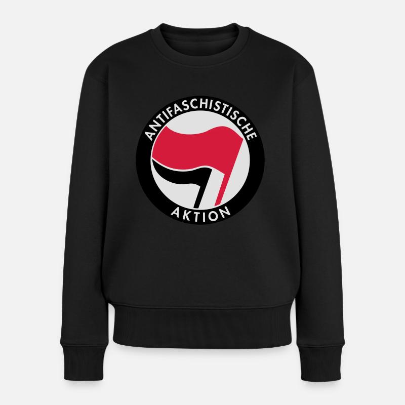 Antifaschistische Aktion - Frauen Premium Bio Pullover - Schwarz