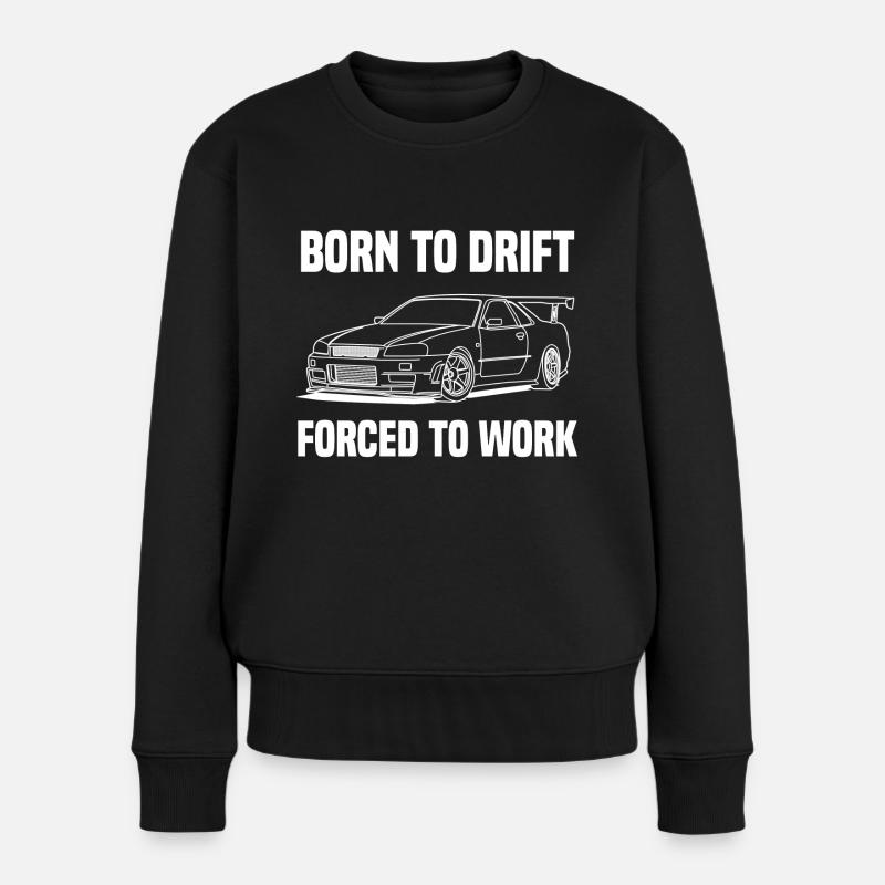 born to drift white - Frauen Premium Bio Pullover - Schwarz