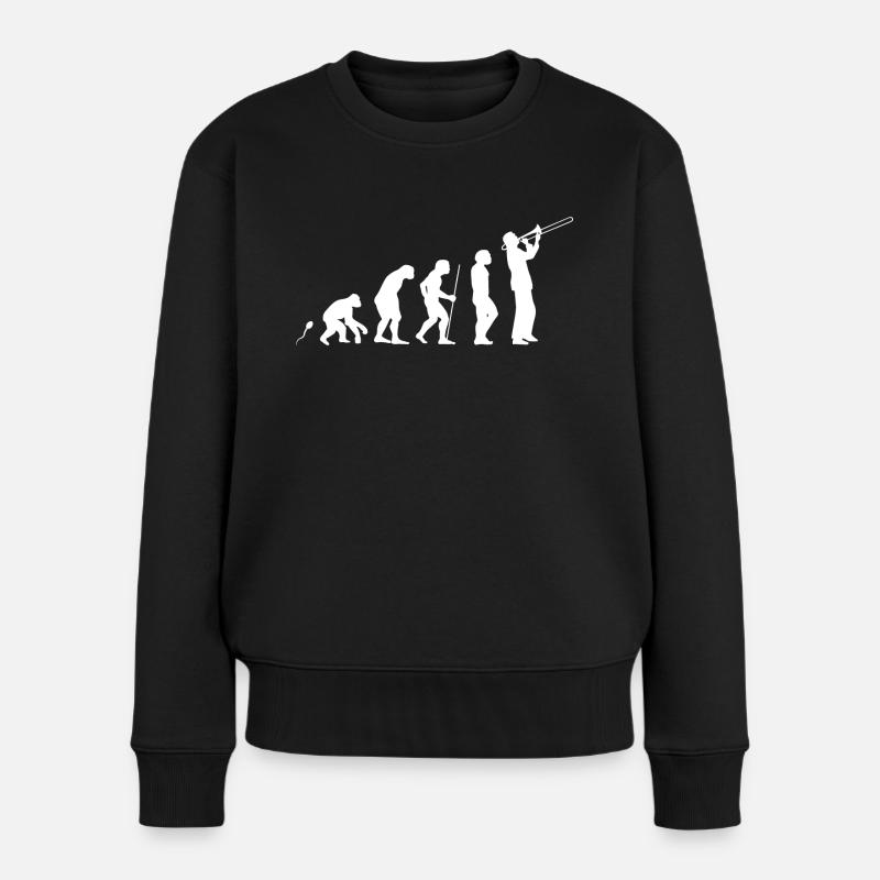 Posaune Evolution Fun Shirt - Frauen Premium Bio Pullover - Schwarz