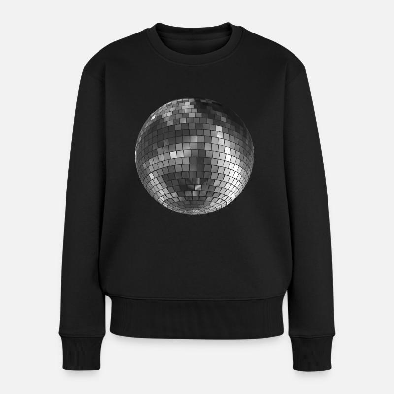 Diskokugel Mirrorball silber - Frauen Premium Bio Pullover - Schwarz