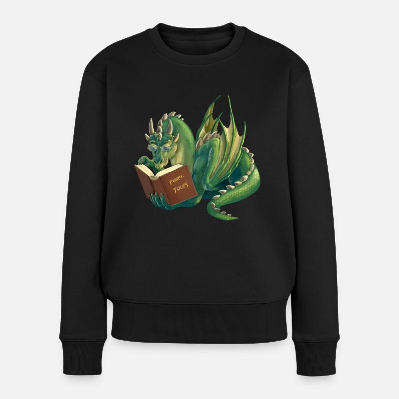 Märchendrache - Frauen Premium Bio Pullover - Schwarz