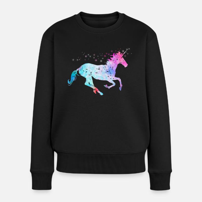 Unicorn with glitter - Women's Premium Organic Jumper - black