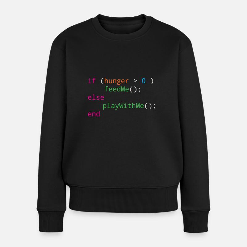 Programmierer Quellcode Hunger oder Spielen - Frauen Premium Bio Pullover - Schwarz